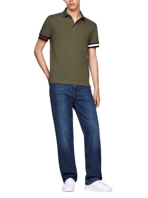 Polo uomo verde in cotone Tommy Hilfiger | MW0MW38458PLI